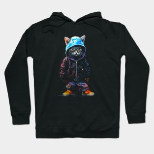 A Colorfully Dressed Kitten Hoodie